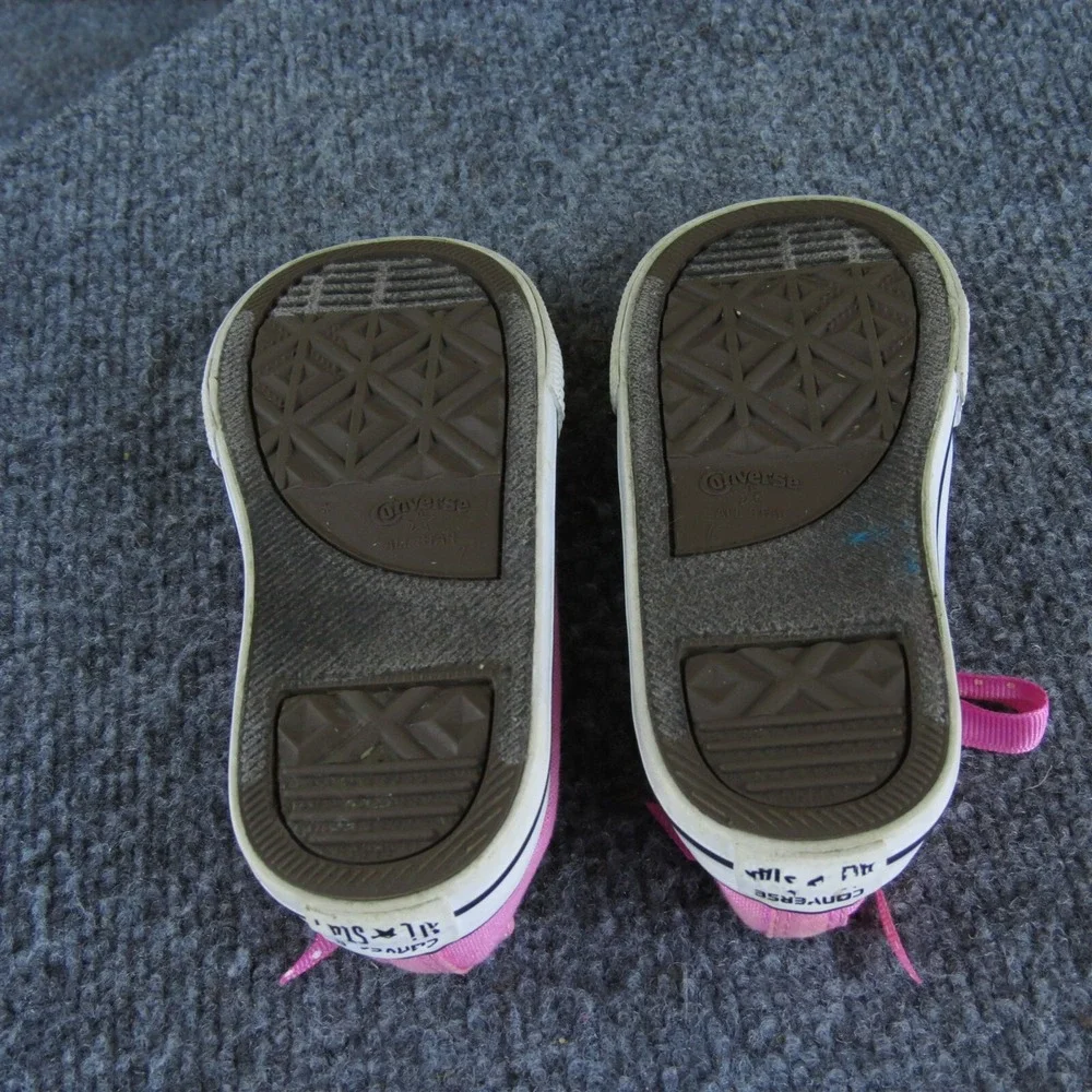 Converse Girls Sneaker All Star Sz T 7 Medium Pink Fabric Lace Up‎